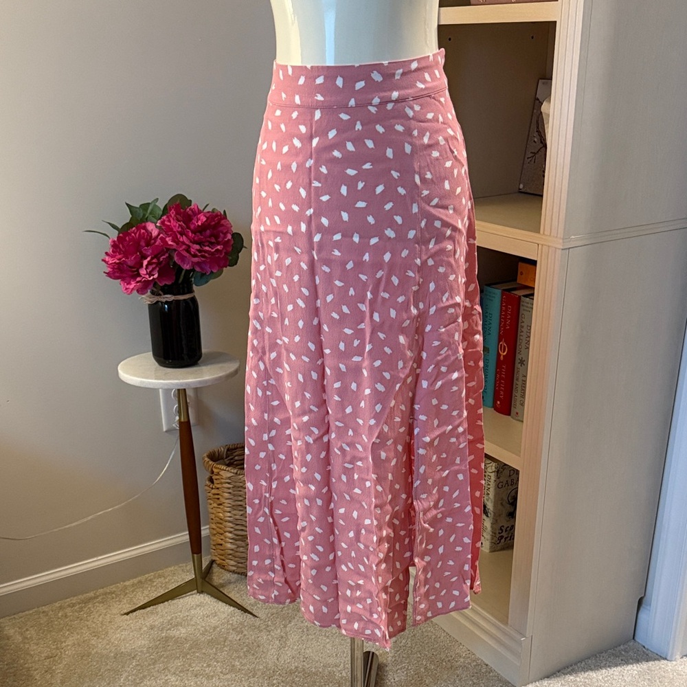 LOFT Pink and White A-Line Skirt